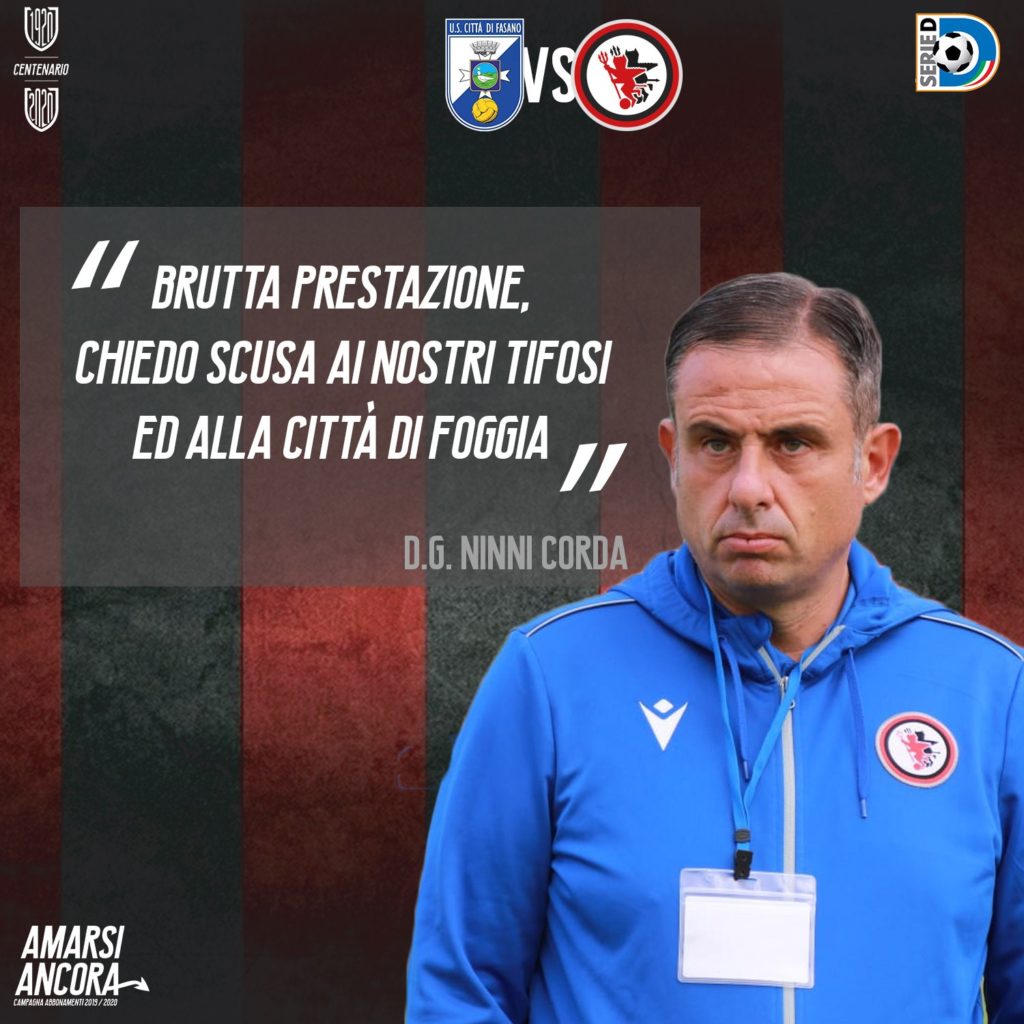 Ninni Corda: “Chiedo scusa ai tifosi e alla città di Foggia”