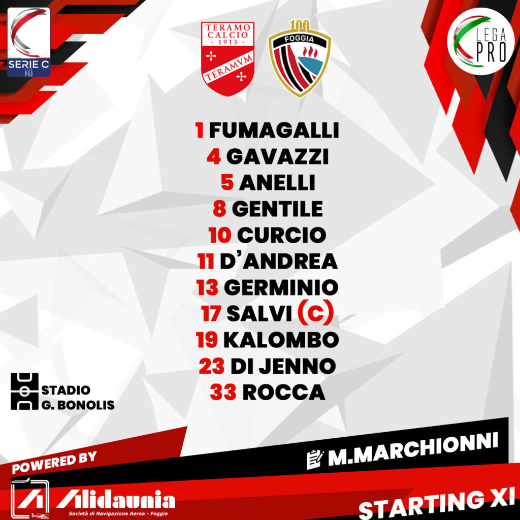 Serie C, le formazioni ufficiali di TeramoCalcio Foggia ⋆ lagoleada.it Serie C, le formazioni ufficiali di TeramoCalcio Foggia ⋆ lagoleada.it