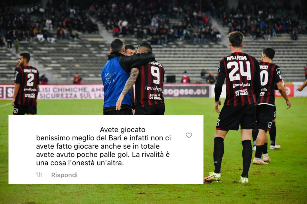 I tifosi del Bari si stanno complimentando col Foggia e con Zeman su Instagram