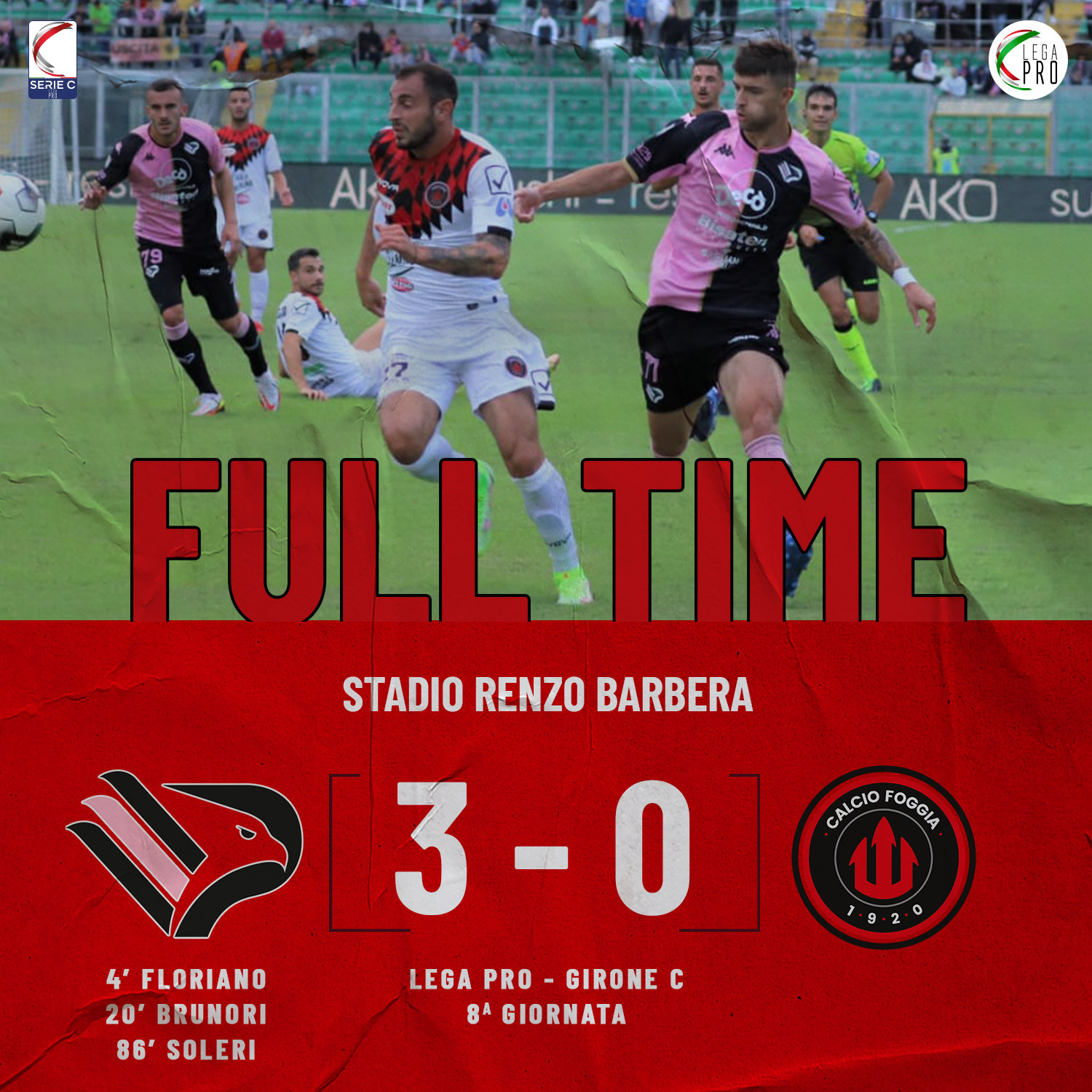 Palermo-Foggia 3-0