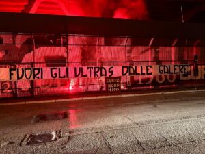 Striscione Curva Nord Foggia, post primi provvedimenti Foggia-Avellino