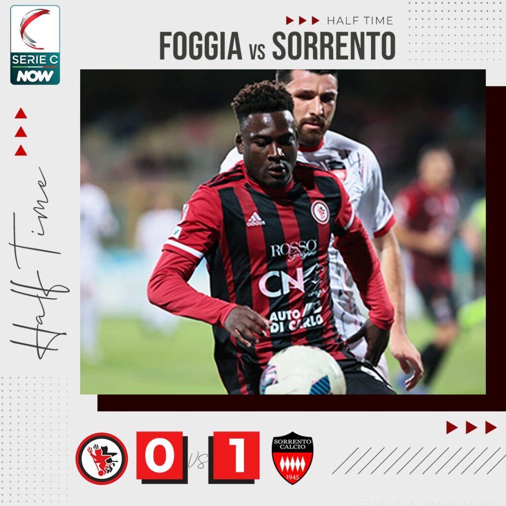 Foggia-Sorrento 0-1 all'intervallo