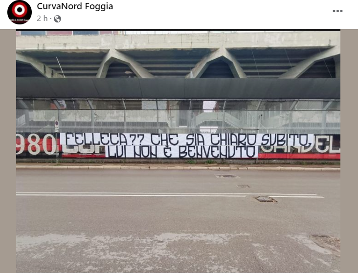 Striscione Curva Nord Foggia Felleca