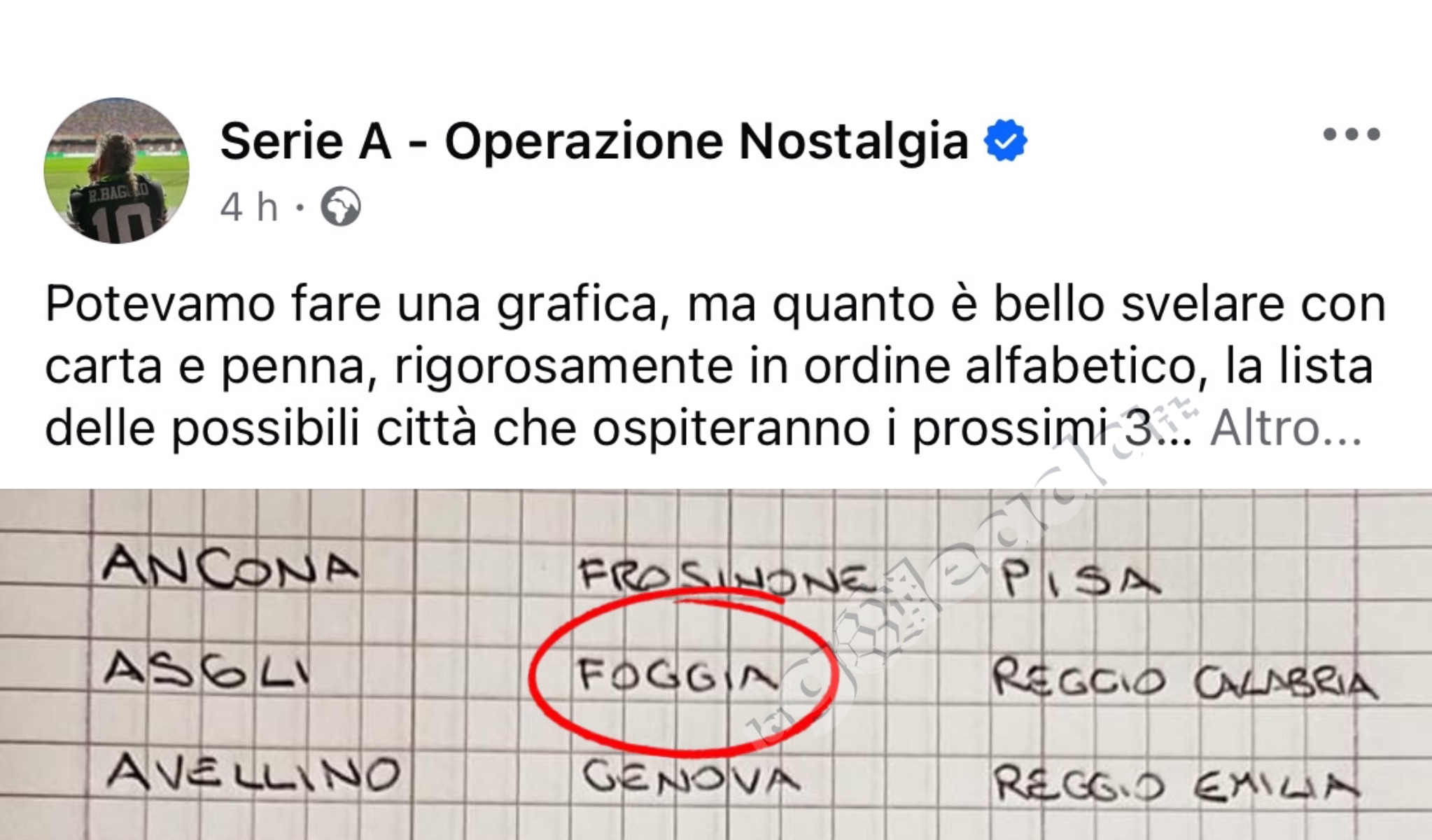 Operazione Nostalgia, c’è anche Foggia tra le “papabili” per il raduno